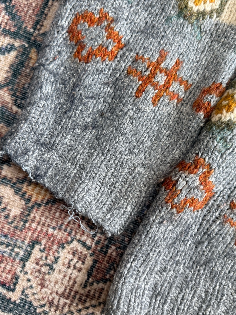 Vintage L.L.Bean Wool-blend Nordic Crew Neck Sweater Floral Fair Isle Pattern - Picture 4 of 7
